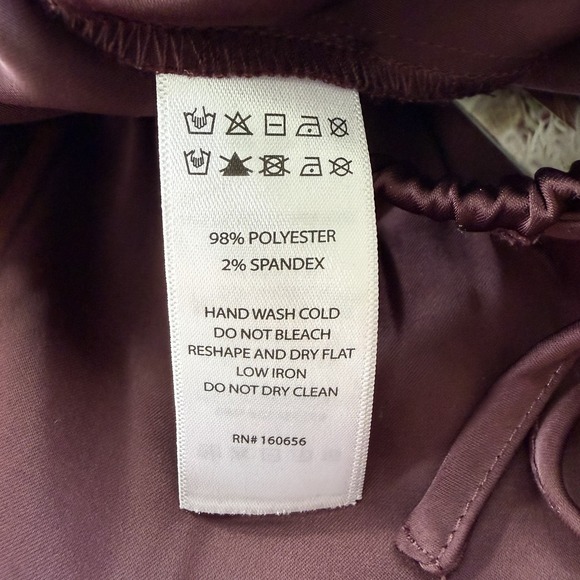 Sincerely Jules Pants Wide Leg Brown Satin Elastic Tie Waist Medium NWT - Picture 7 of 7